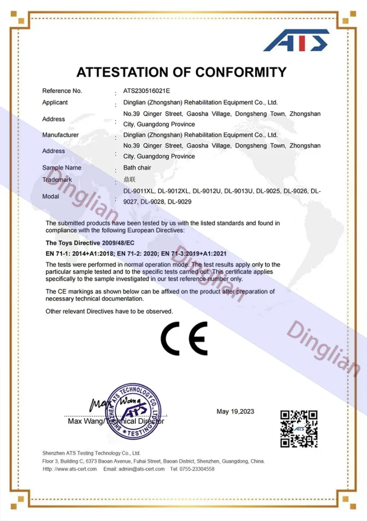 CE Certification for Shower Chairs, Commode Chairs & Bathroom Safety Products - EU Compliance