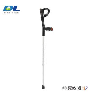 Elbow crutch with forearm cuff and ergonomic hand grip for stable mobility support