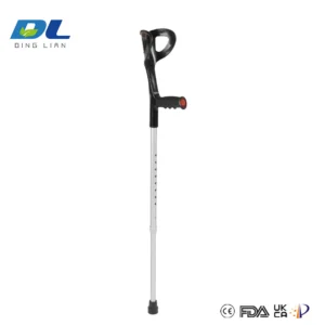 Elbow crutch with forearm cuff and ergonomic hand grip for stable mobility support