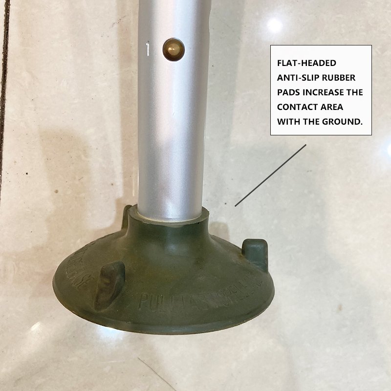 Anti-slip rubber feet on Transfer Bench 9017 providing floor grip and reducing movement during transfers