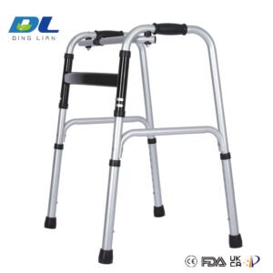 DL-7011 adjustable folding walker with height settings for comfortable use