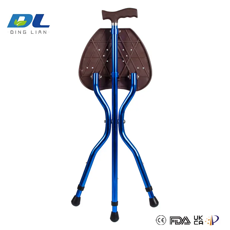 Fully deployed seat of DL-5051 walking cane chair ready for use