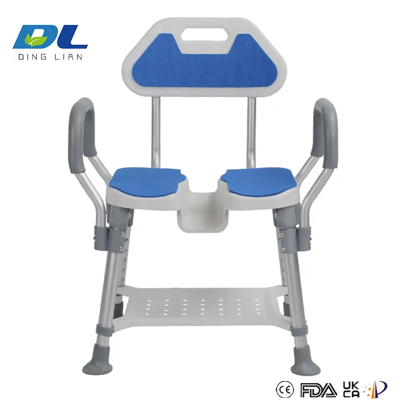 Removable backrest and supportive armrests of DL-9052 shower chair