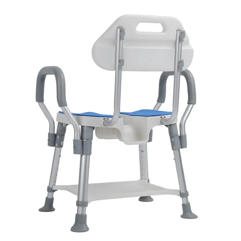 Non-slip rubber feet and drainage holes on DL-9052 shower chair base