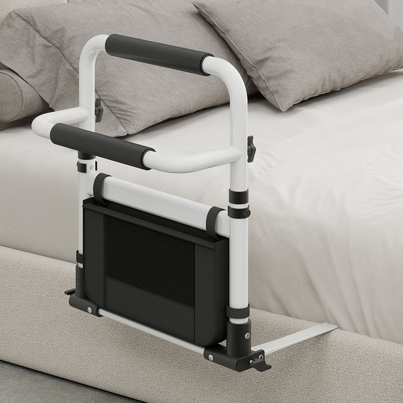 Adjustable DL-3015B bed assist rail showing height-adjustable support handle