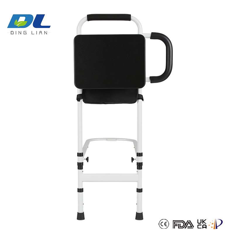 DL-3017 medical bed rail securely installed on home bed for elderly safety