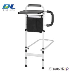 Close-up of height adjustment mechanism on DL-3017 bed assist rail