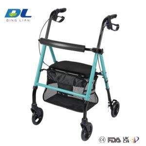 Large wheels and hand brakes on rollator walker for smooth and safe movement