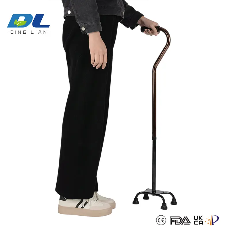 Adjustable walking cane with height settings and non-slip rubber tip