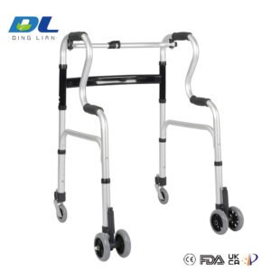 DL-7012 rolling walker folded compactly beside car trunk