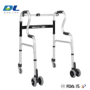 DL-7012 rolling walker folded compactly beside car trunk