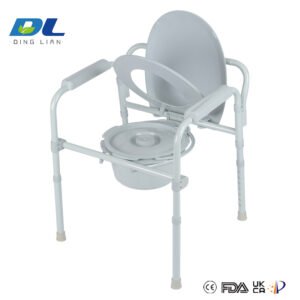 Removable commode bucket and contoured seat of DL-6013 chair