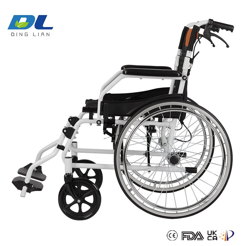 Rear wheel and brake system on DL-2017B wheelchair for controlled and safe mobility
