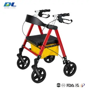 DL-7077D rollator walker lightweight aluminum frame with seat and brake system for elderly mobility support