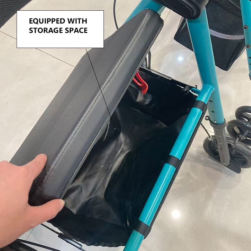7077D rollator with storage space for personal items during outdoor or indoor mobility