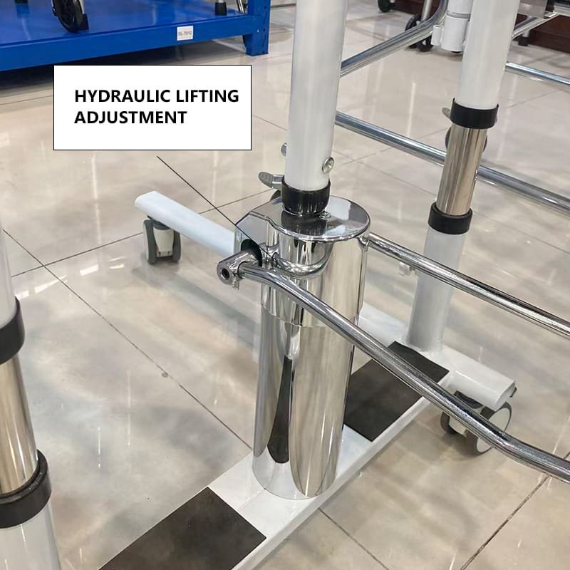 Hydraulic lifting adjustment system on DL WGYW02 patient lift transfer chair for height controlled transfers