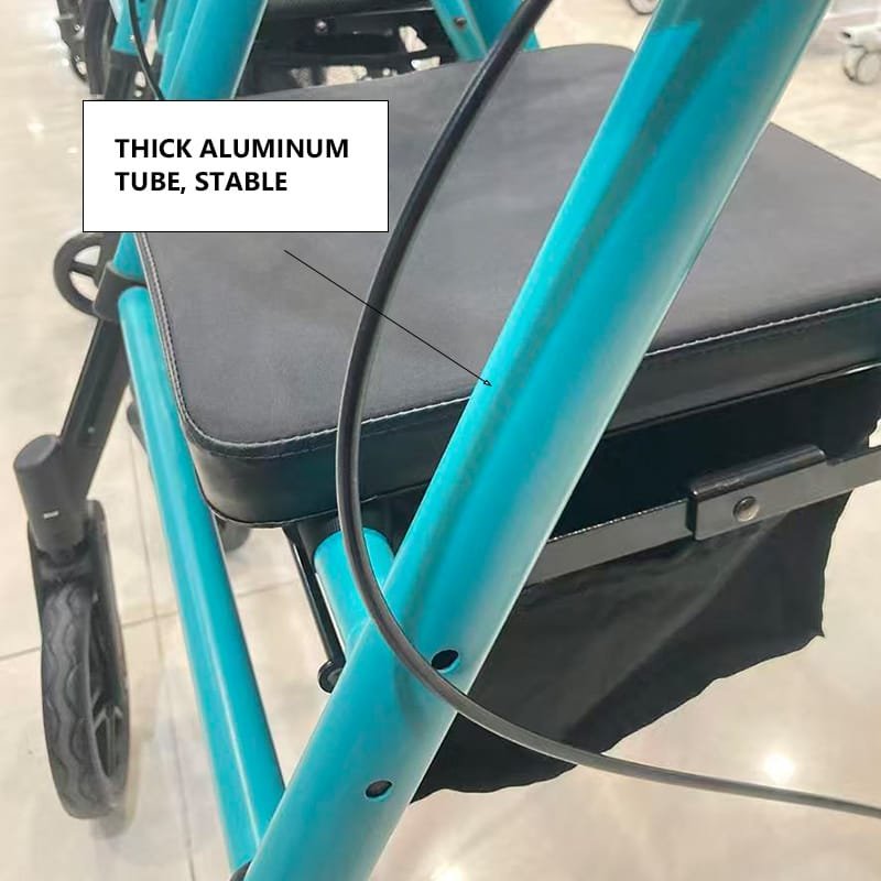 hick aluminum tube frame on 7077D rollator designed for stability during daily walking support