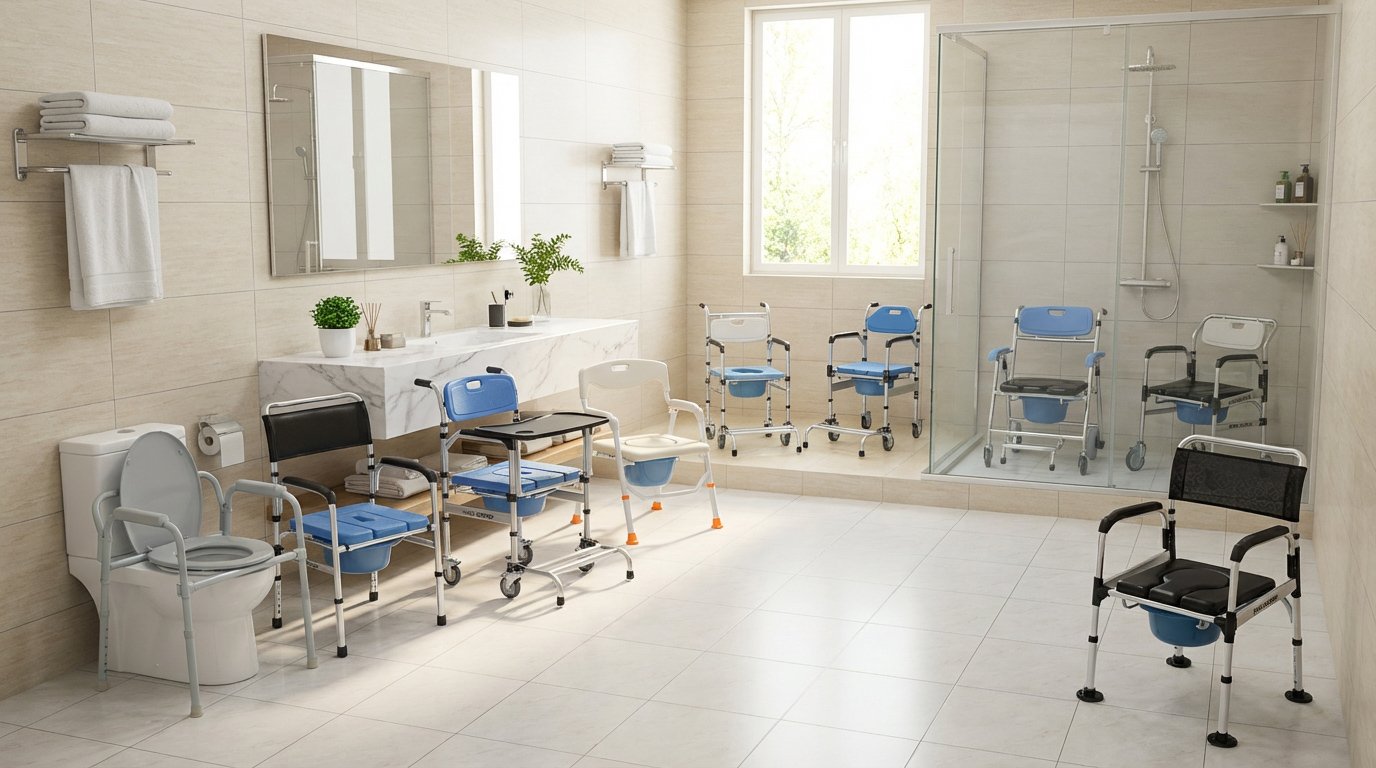 Different elderly care equipment used in shared nursing home environments