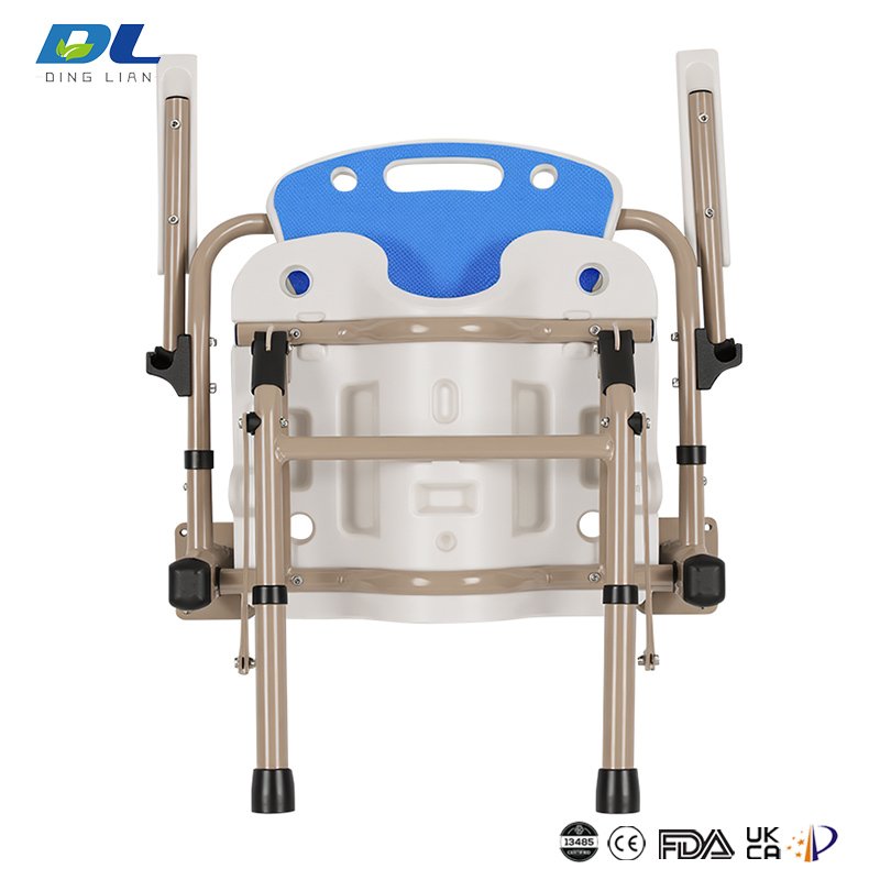 Back view of wall mounted shower chair showing support and installation
