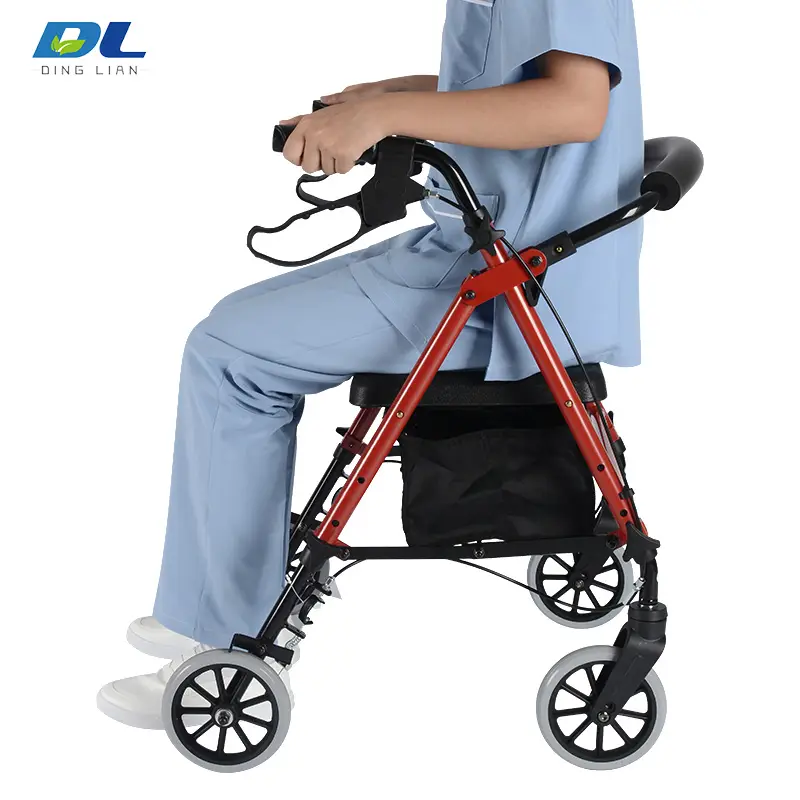 DL-7072 rolling walker padded seat for resting support during walking and outdoor mobility use