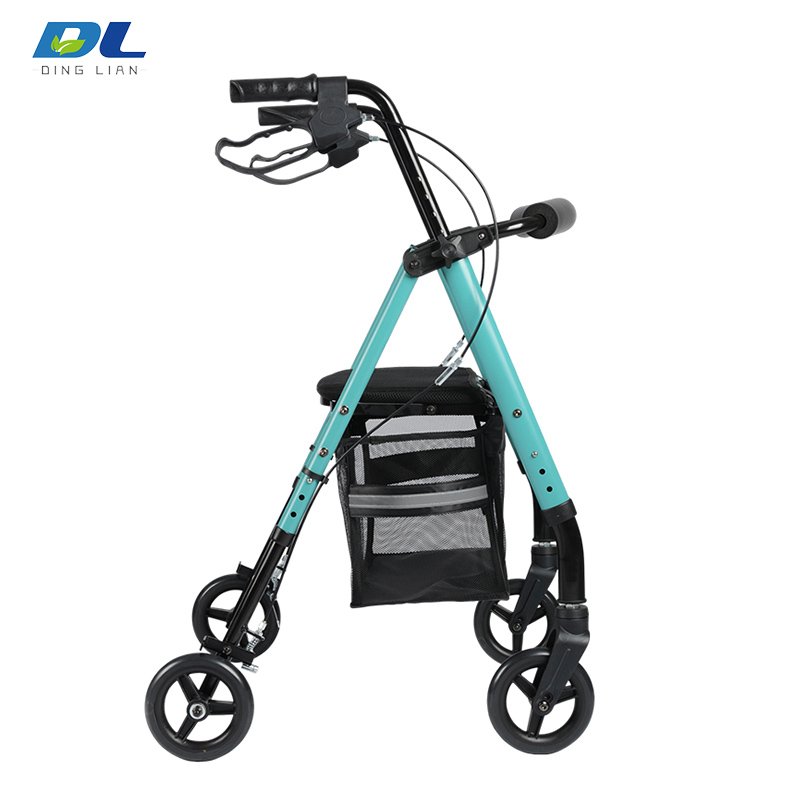 DL-7077C handicapped rollator lightweight frame side view foldable mobility walker for seniors
