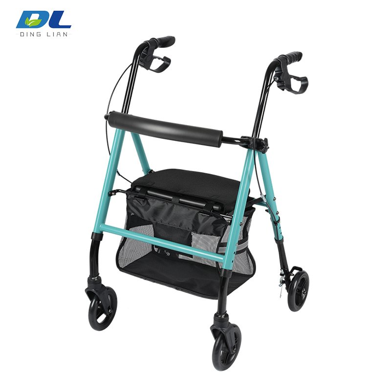 DL-7077C handicapped rollator walker with seat and brake system for mobility support