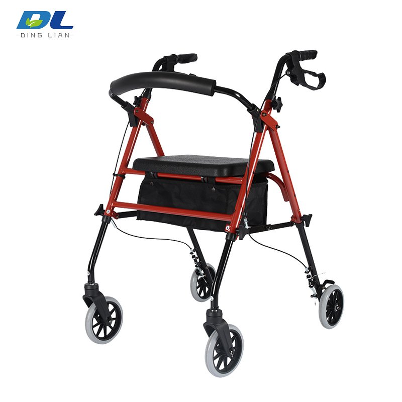 DL-7072 rolling walker with seat and brake system for elderly mobility and walking support