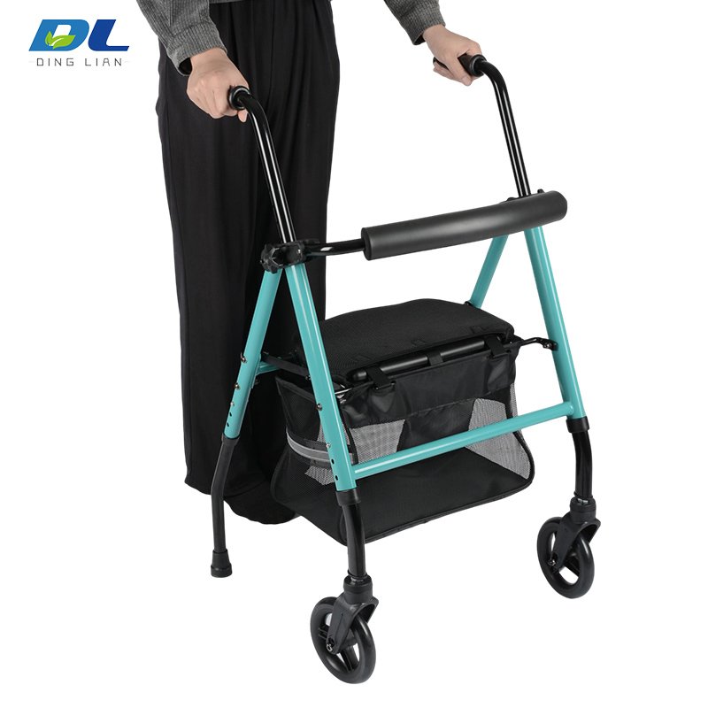 DL-7077B rollator walker hand brake system for controlled stopping and safety support