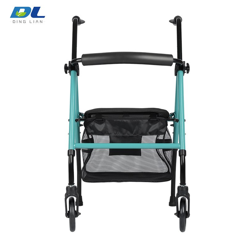 DL-7077B foldable rollator walker with seat and brake system for elderly walking support