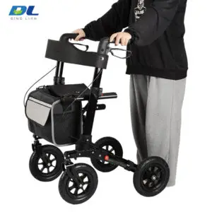 DL-7078B four wheel rollator walker with seat and brake system for elderly mobility support