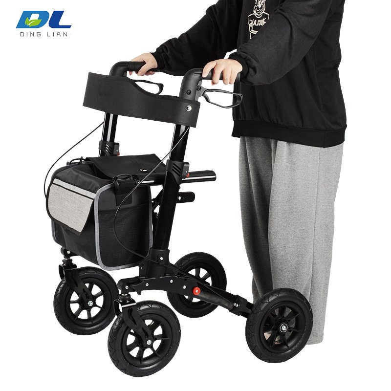 DL-7078B four wheel rollator walker with seat and brake system for elderly mobility support